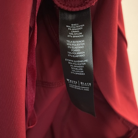 White House Black Market Red Asymmetrical Tiered Bodycon Dress - size 10 - Picture 3 of 5